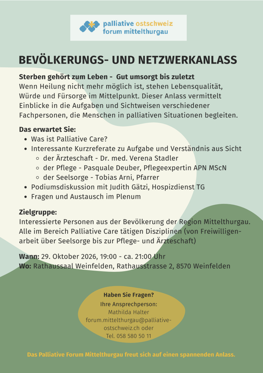 Bevölkerung- und Netzwerkanlass des Palliative Forums Mittelthurgau